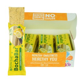 BochaSweet Keto Protein Bar, Lemon Poppyseed BochaBar, 17g Grass Fed Collagen, Low Carb, Keto-Friendly, Gluten Free, 12 Count