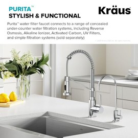 Kraus FF-100CH Purita - llave de filtro de agua para cocina, 100% sin plomo, chapado en cromo