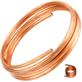 KWOKWEI Copper Tube, 5/16Inch (8mm) OD Pure Copper Tubing, 5ft Length Copper Tube Pipe Roll Seamless Hollow Copper Round Tube for Refrigerator, Air conditioners, freezers, DIY projects