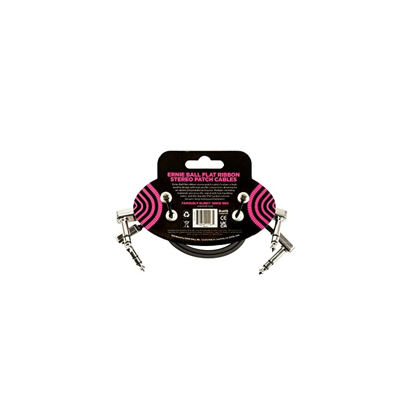 Ernie Ball - Cable de conexión estéreo plano de 12