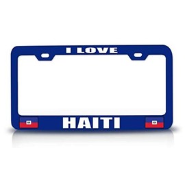 Custom Brother - I Love Haiti Flag Metal Car SUV Truck License Plate Frame Bu j29