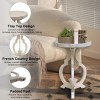 PARISLOFT French Country End Table Cream White Scalloped Edge Tray