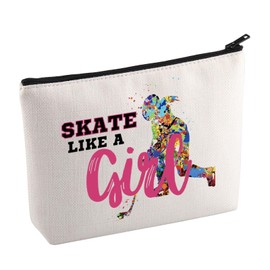 KUIYAI Ice Hockey Lovers Makeup Bag Hockey Skate Girl Gift Ice Hockey Player Gift Hockey Team Gift Skate Like A Girl Cosmetic Bag (SkateLikeG Mup)