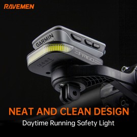 RAVEMEN FR160 Compatible with Garmin/iGPSPORT/COOSPO Cycling Computer, IPX6 Waterproof Auxiliary Light with Side Visibility Warning Flash Light for Riding Safety (Patent Protected)