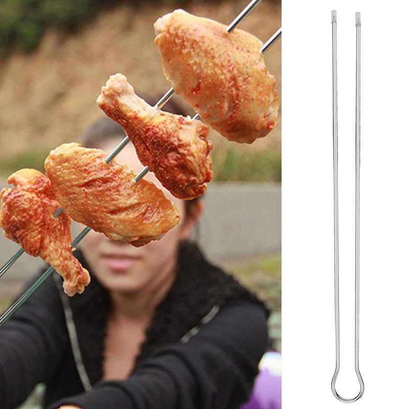 12 Skewers BBQ Supplies Chicken Wing Grilling Rails Holder Skewer