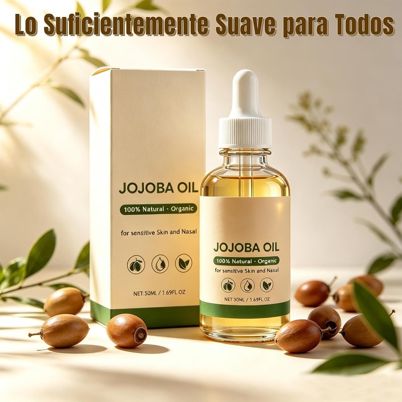 2PCS Aceite de Jojoba Orgánico 50 ml para Cara, Cabello,