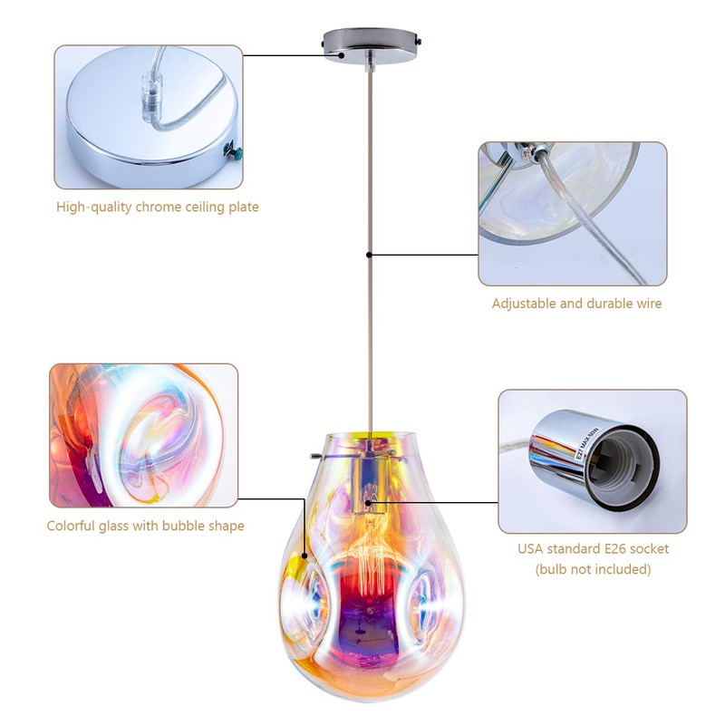 BEWAMF Modern Glass Island Pendant Light Lava Irregular Shape Chic