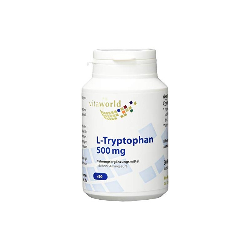 vitaworld L-Tryptophan 500 mg, High Purity, Vegan Tryptophan from Natural,