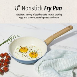 GoodCook Healthy Ceramic Titanium-Infused 8” Fry Pan, Light Blue – Induction Cookware, Nonstick Cooking Pan, Frying Pan Skillet for Eggs, Meats, Vegetables, Sauces, Warming Tortillas