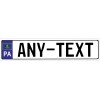 Pennsylvania, PA, EUROPEAN STYLE LICENSE PLATE, ANY TEXT