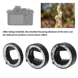 Auto Focus Macro Extension Tube Kit 10mm+16mm+21mm Auto Focus Macro Extension Tube Adapter Ring, Metal Auto Focus Macro Extension Lens Adapter Tube for Sony: E-mount Lens
