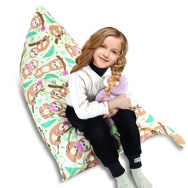 SANFERGE Stuffed Animal Storage Bean Bag Chair Cover - 52 x 31 inches Large Toy Organiser for Children and Adults, Washable, Durable, Triangular Floor Lounger (Cover Only, 200 L Capacity)