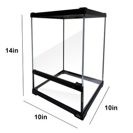 Waazoorep Reptile Glass Terrarium Tank 10 * 10 * 14in, Full View with Front Opening Door,Amphibians Enclosure Habitat Cage for Leopard Gecko Tarantula Young Lizard Hermit Crab Frog Insects Breeding