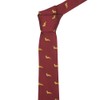 King & Priory Burgundy Red Herringbone Embroidered Fox Tie