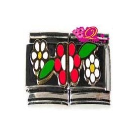 Quiges - 9mm Italian Style Charm Link Module Stainless Steel Flower for Italian Style Bracelets