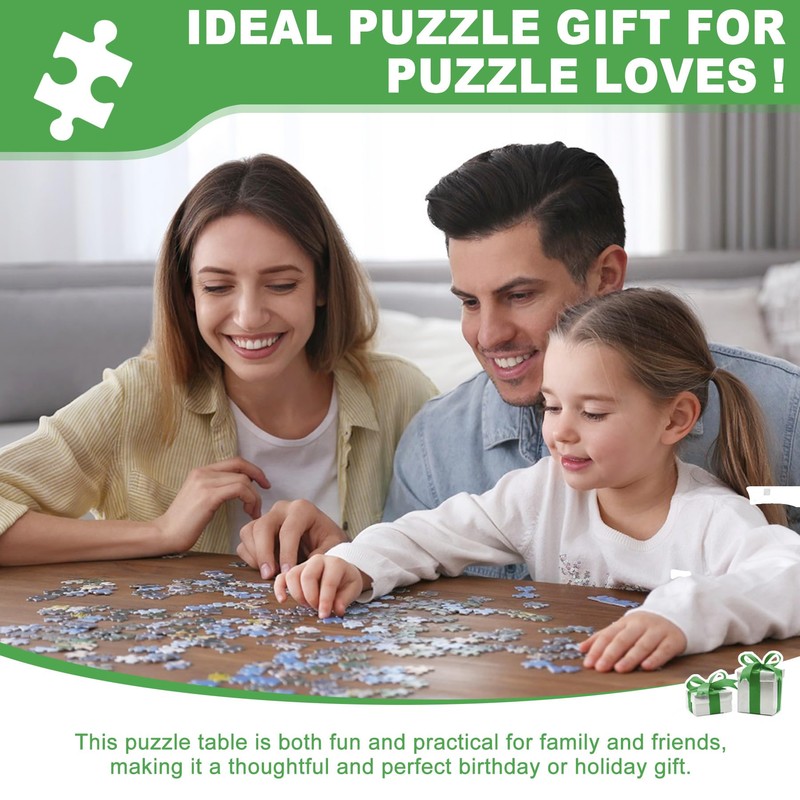 ZZJIHAI 1500 Piece Jigsaw Puzzle Table with Drawers, Adjustable Wooden