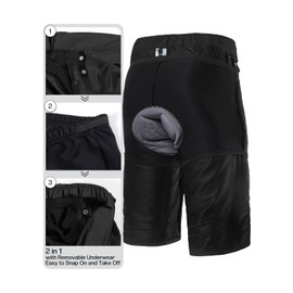 ARSUXEO Cycling Shorts Mens Loose Fit Mountain Bike Shorts Padded Water Ressistant 1903 001D Black XX-Large