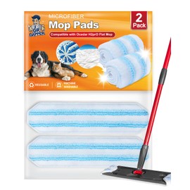 Mop Replacement Pads Compatible with Ocedar H2 Pro Flat Mop System Refills Mop Heads Replacements Washable Reusable Microfiber Mop Heads Replacement Compatible Ocedar H2 Pro Mop System, 2 Pack