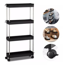 ArgenMex Estante Organizador De 4 Niveles C/ruedas Angosto Cocinabaño