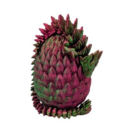 Surprise Dragon Egg Articulating Gemstone Dragon Fidget Figurine - 3D Printed Dragons Flexible ADHD, Autism, Relief Anxiety - Articulated Joints (Green/Red)