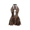 SOLY HUX Women's Leopard Print Halter Dress Y2k Gothic Deep
