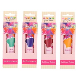 FunCakes - High-Quality Food Colouring - Set of 4 (120 g) - Orange, Purple, Red Brown, Mint