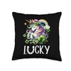 Cute Unicorn Shamrock St Patricks Day Unicorn Lepricorn Throw Pillow