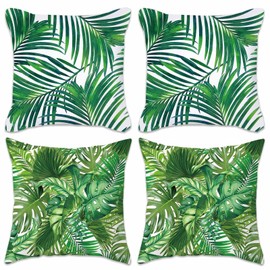 Betadistor Tropical Leaves Cushion Covers 45 x 45 cm Green Decorative Throw Pillow Covers Pillowcases for Sofa Bed Indoor Outdoor Decor Set of 4, Tropical Leaves, 508-0150