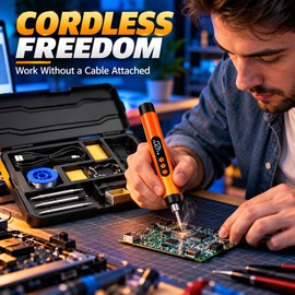 Cordless Soldering Iron Kit for Electronics Repair – Adjustable 300–450°C Digital Display Design for Portable DIY Work