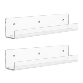 Zalizr 2 Pack Acrylic Wall Shelves, 11.8"/30 CM Invisible Floating Wall Ledge, Wall-Mounted Display Shelf for Bathroom, Living Room, Bedroom, Kitchen, Space-Saving Organizer
