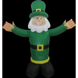 6ft Air Blown Inflatable St. Patrick's Day Leprechaun With WHITE Beard Yard Decoration