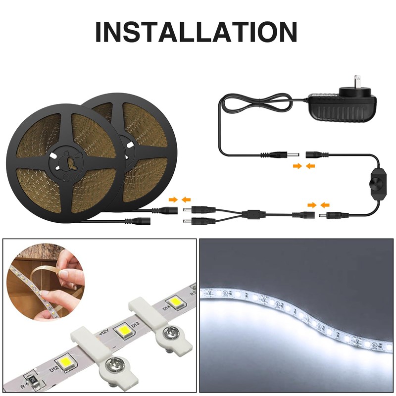 Onforu LED Strip Lights,39.37ft 6000K Dimmable Daylight White Tape Light,12m