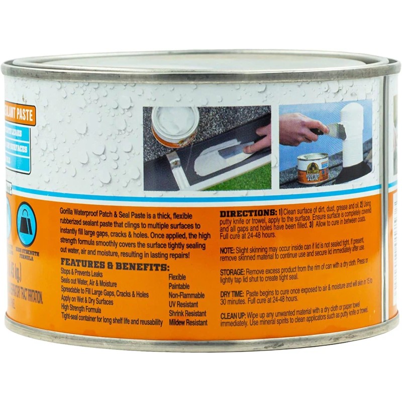 Gorilla Waterproof Patch & Seal Rubberized Sealant Paste, White, 1