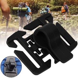 Pack of 10 Hose Clip, 360 Degree Rotating Drinking Tube Clips, Water Hose Clip for Camping, Hiking, Outdoor, Backpack, Buckle, Backpack Accessories (Black)