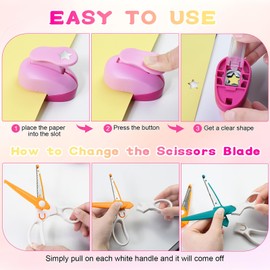 YAMJUG Creative Kids DIY Puncher Craft Set, Hole Punch Shapes Scrapbook Paper Punches for Crafting, Star, Snowflake, Leaf, Flower, Heart Shape Cutters Punchers Supplies