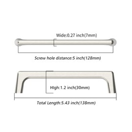 Asidrama 10 Pack 5 Inch(128mm) Brushed Satin Nickel Cabinet Pulls Cabinet Handles Cupboard Handles Kitchen Cabinet Hardware for Cupboard Drawer Pulls