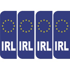 Pack of 4 Ireland Euro Car Number Plate Stickers White IRL Van Vehicle Truck Lorry Each Measures 104mm by 35mm