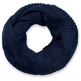 styleBREAKER 01018152 Knitted Loop Scarf with Patent Pattern Plain Fine Knitted Snood Winter Knitted Scarf Unisex -
