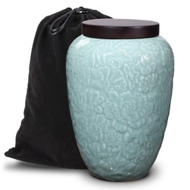 DAORISIN Large Urn for Ashes for Women,Decorative Floral Ceramic Urns for Human Ashes Adult Female, Burial Urn(125 Cubic inch)