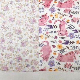100 Sheets Cat Floral Tissue Paper, Pink Cat Purple Floral Pattern Wrapping Tissue Paper for Gift Wrap for Pet Lover Birthday Party Supplies, DIY Crafts Wedding Baby Shower, 20×14 in