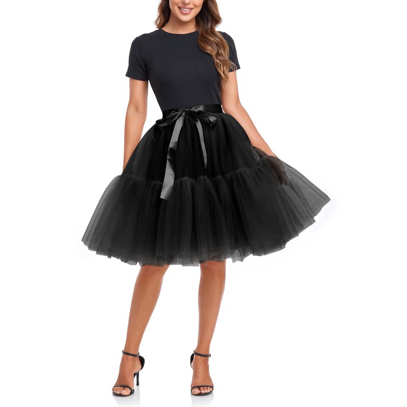 ZXIHZF Women Voluminous Tiered Tulle A-Line Tutu Skirt (CA/US, Alpha,