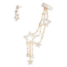 Emily in Paris Gold-Tone 2-Pc. Set Pavé Star Stud Single Earring & Ear Climber