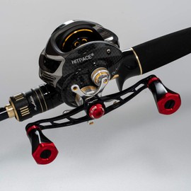 HEIGHTEN 0.9 inch (23 mm) Reel Handle Knob, 0.3 oz (9.5 g), 10 Colors for Shimano Type A (Daiwa) Type S 70 Aviation Aluminum Tornado Series (Black/Red) (12)