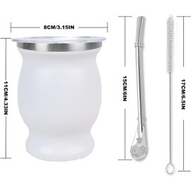 Mate Tea Cup Set with Straw and Cleaning Brush, for White Mate Tea