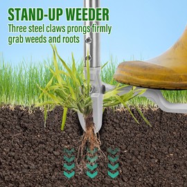 BARAYSTUS Stand up Weed Puller with 3 Claw Head, 45.6" Long Handle Weed Puller Tool Stand up Heavy Duty, Detachable Weed Remover Tool, No Need Bending Kneeling Weeding Tool for Lawn Yard Garden