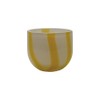 Creative Co-Op Round Soda Glass Tealight/Votive Holder with Stripes, White