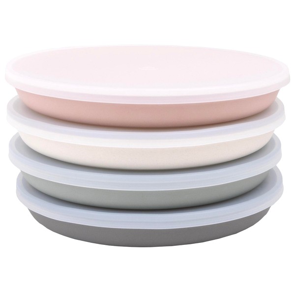 WeeSprout Bamboo, Silicone, Melamine Dishware Plate with Lids, Set of