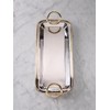 11.5" Long Polished Nickel Serving Tray, Gold Rim