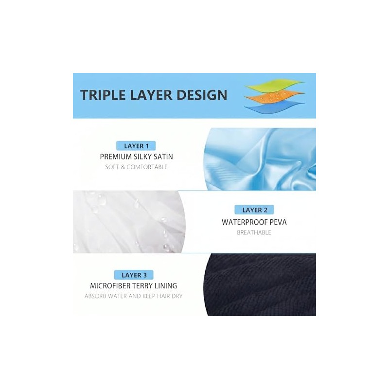 Aquior Gorro Ducha Reutilizable Forro Rizo Mujer Triple Capa Impermeable