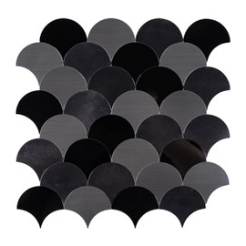 Miscasa Fish Scale Peel and Stick Backsplash Tile, Fan Mosaic Self Adhesive Wall Tiles for Kitchen Bathroom Mix Color-6 Sheet